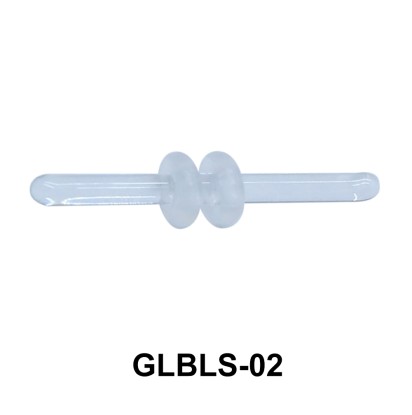 Glass Barbell with Two Trasparent Silicon Ring Outer GLBLS-02